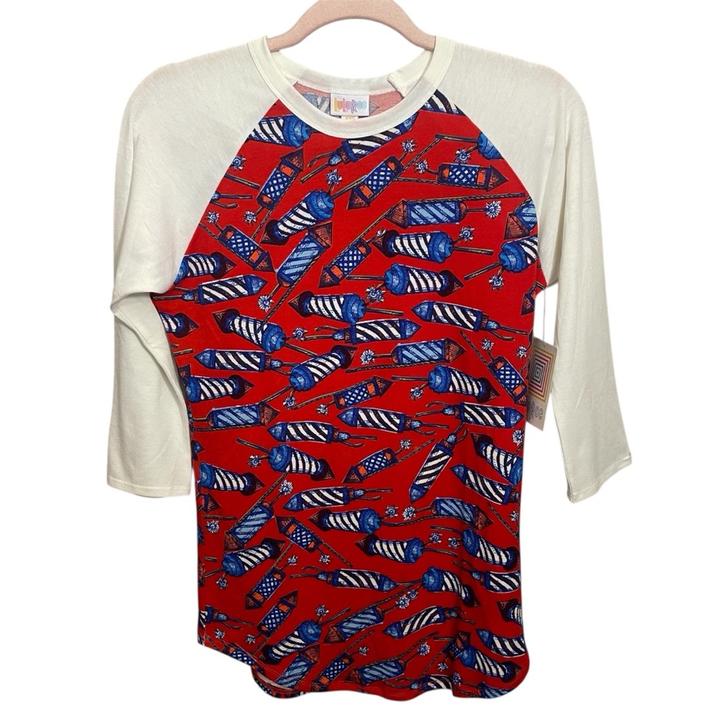Lularoe Firework Randy Tee 4th of July Independence NEW With Tags